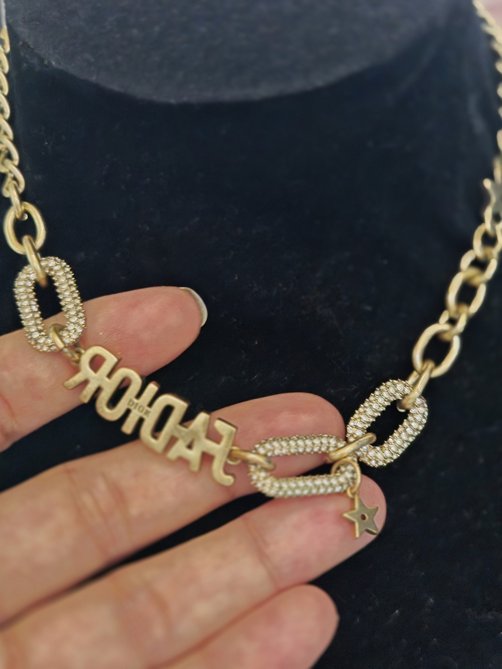 Vintage Gold Lettering Necklace with Star Charm - Picture 2 of 5